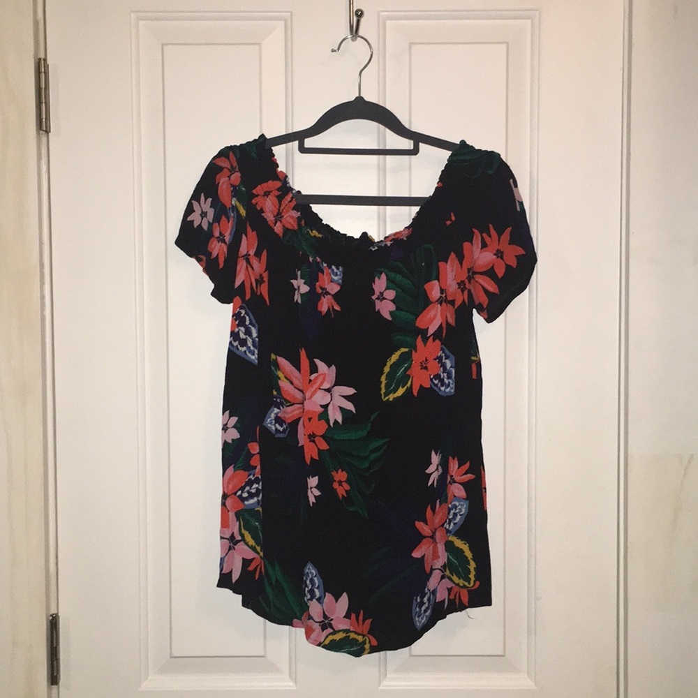 Off the shoulder floral shirt